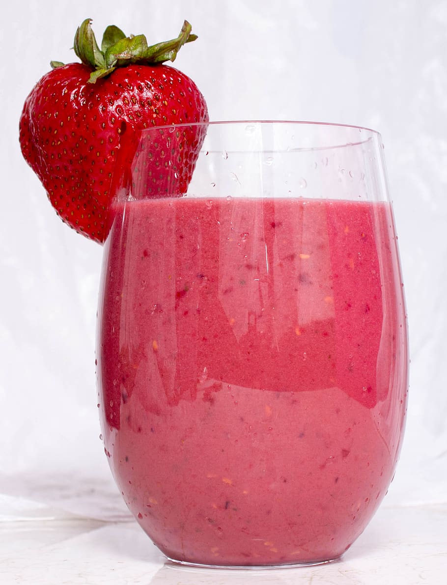 Strawberry Smoothie With Coconut Cream drink fruit strawberry glass sweet1